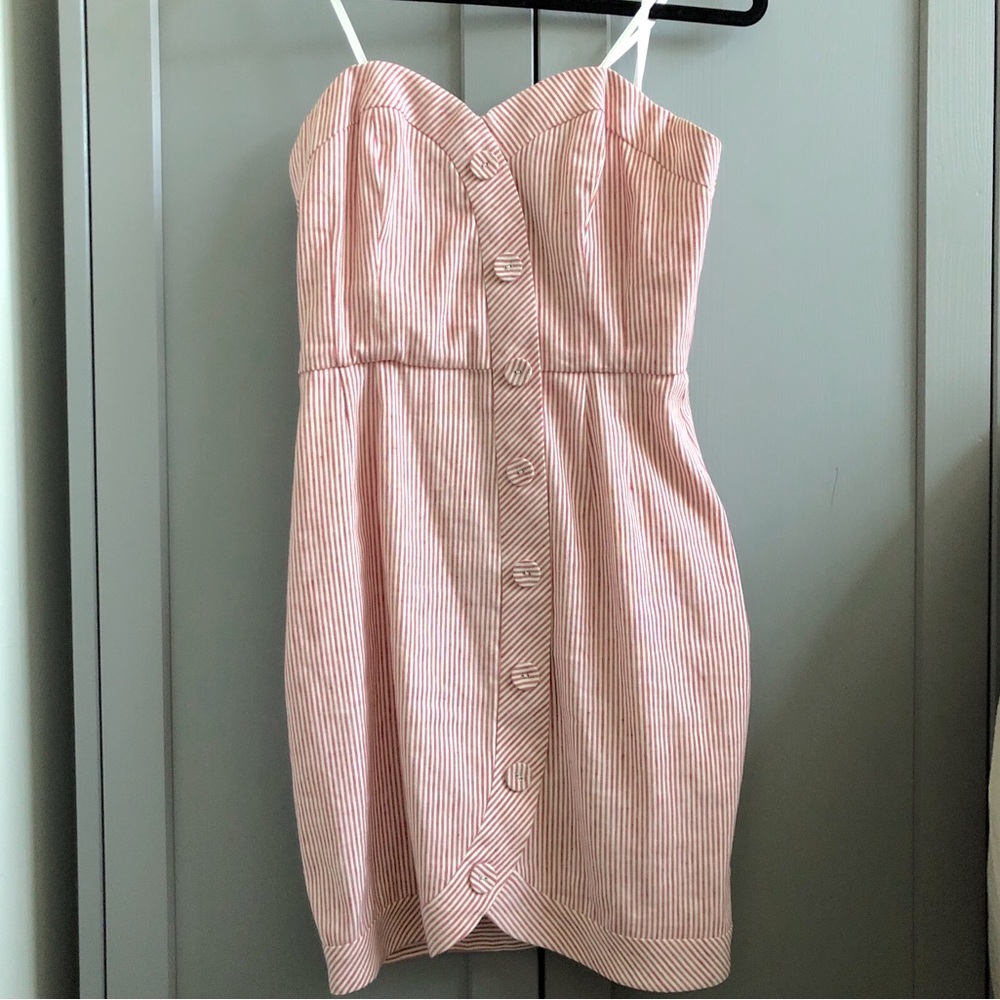 BNWOT BCBG MaxAzria strapless sweetheart mini dress linen size 6